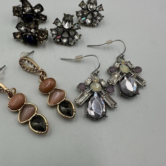 3/$30 Earring Lot Pierced Statement Crystal Rhinestone Teardrop Jewel Dangle - Picture 7 of 15